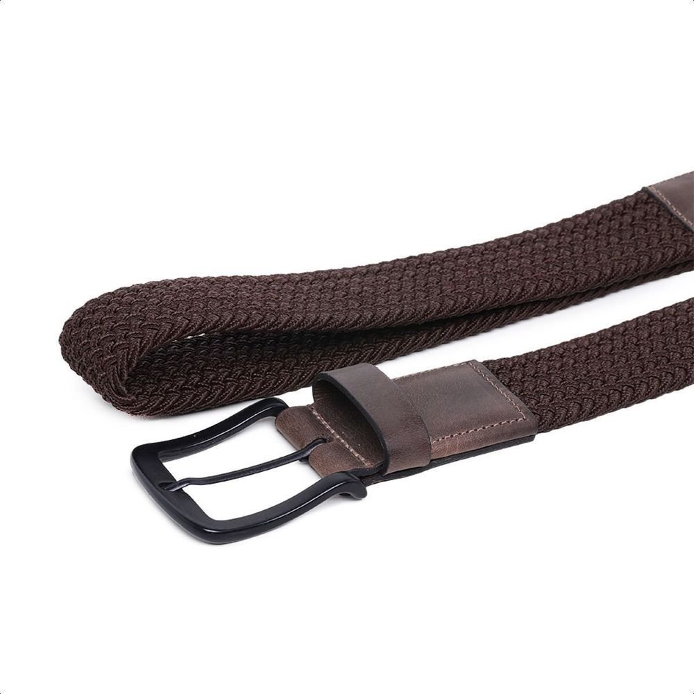 Cinto masculino De Couro Legitimo Elástico Fivela Preta Confortável Ajustável CM SHOS Moda Masculina Casual Esportivo Marrom 2