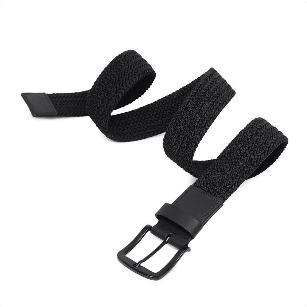Cinto Masculino Preto De Couro E Elástico Trançado Confortável Ajustável Casual Esportivo CM SHOES Preto 3