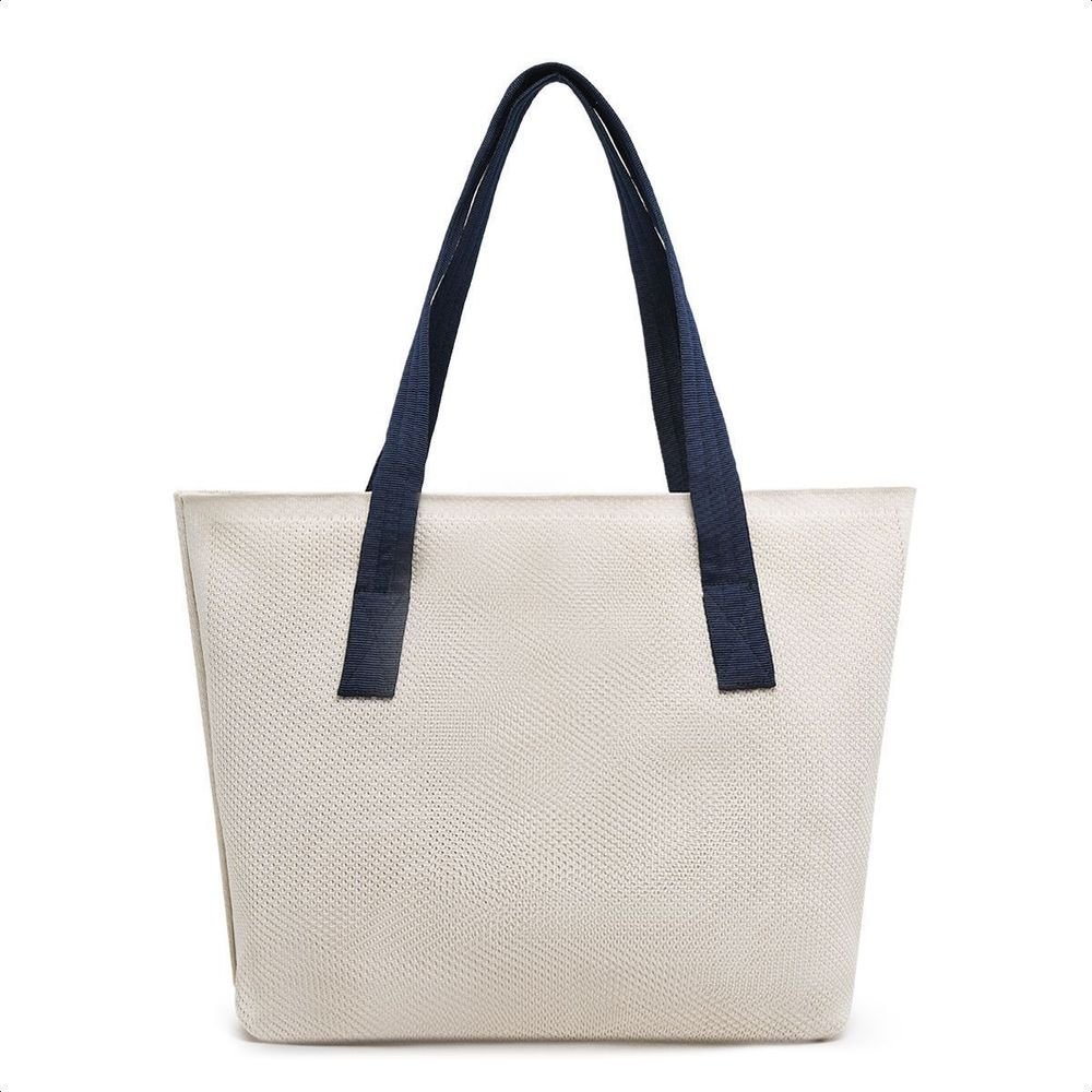 Bolsa Feminina Sacola Moda Praia Bordado Tipo Tricô De Ombro Casual Dia a Dia