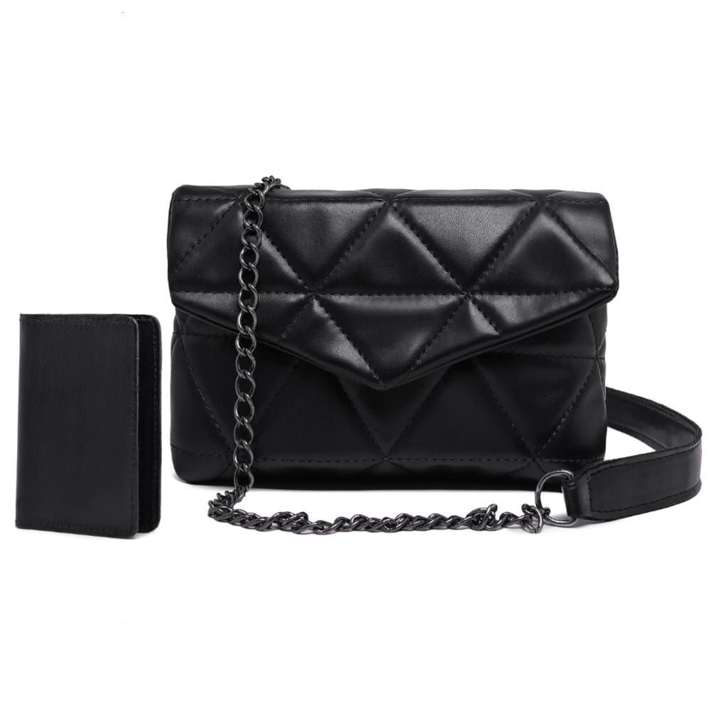 Bolsa Clutch Pequena De Ombro Bordada Alça Corrente Ombreira E Carteira Porta Catão Moda Feminina Festa Elegante 2 Peças