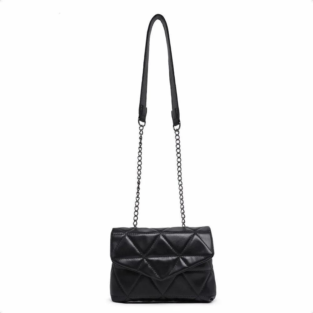 Bolsa Clutch Pequena De Ombro Bordada Alça Corrente Ombreira E Carteira Porta Catão Moda Feminina Festa Elegante 2 Peças Preto 2