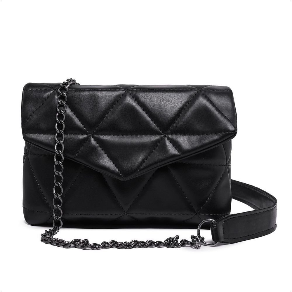Bolsa Clutch Pequena De Ombro Bordada Alça Corrente Ombreira E Carteira Porta Catão Moda Feminina Festa Elegante 2 Peças Preto 4