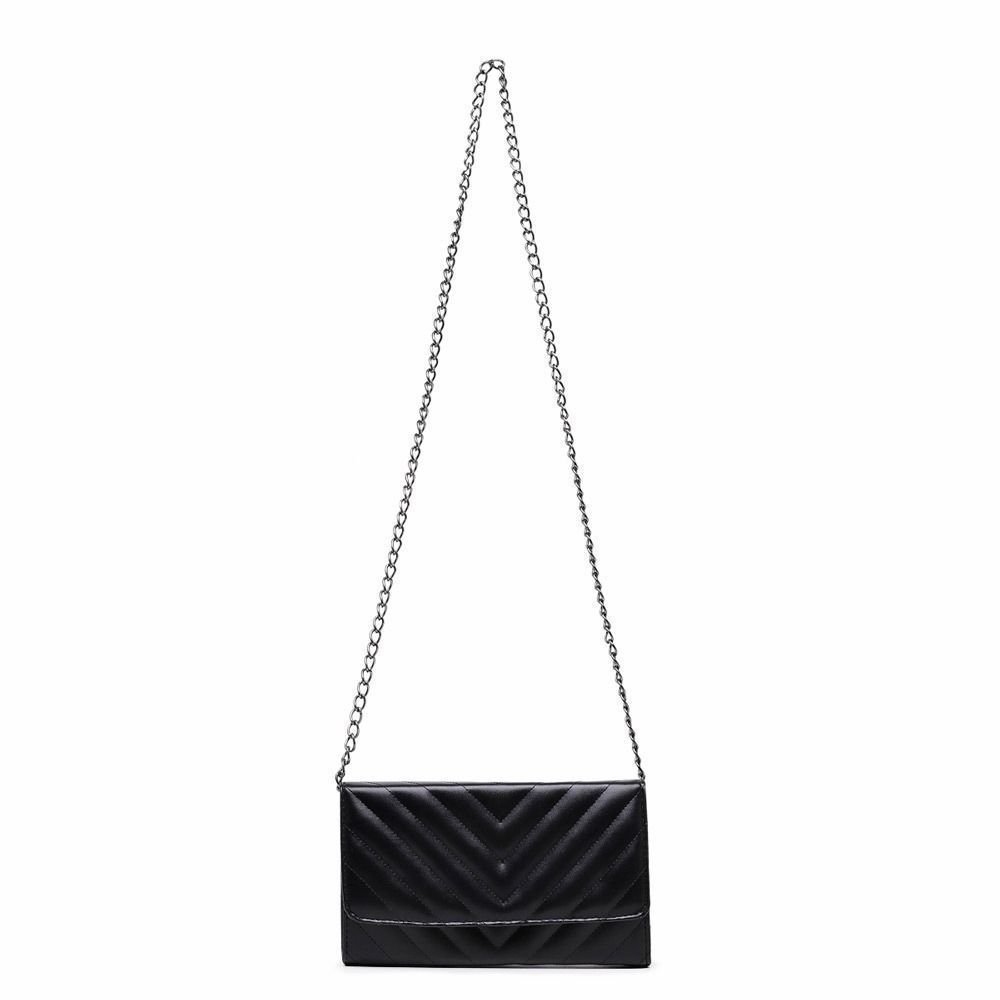Bolsa Feminina Preta Pequena Elegante Modelo Clutch De Ombro e Mão Moda Festa Madrinha Casamento E Carteira 2 Peças Preto 3