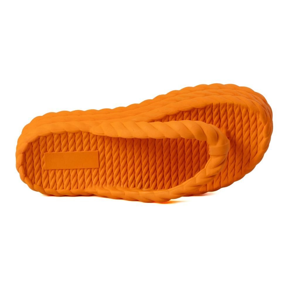 Sandália Slide Plataforma Trançada Laranja Estilo Minimalista Moda Praia Confortável Macio Modelo Nuvem Laranja 3