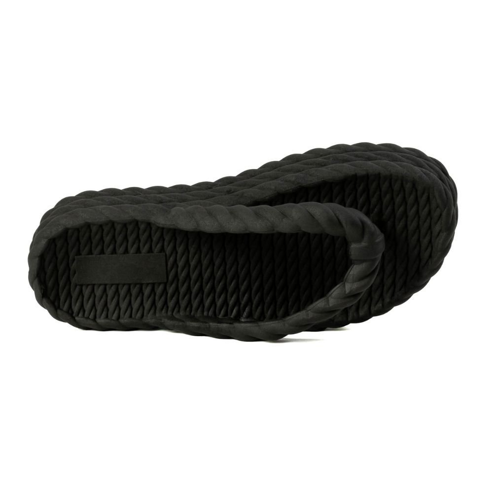 Chinelo Preto Nuvem Feminino Plataforma Trançado Corda De Dedo Moda Casual Premium Preto 2