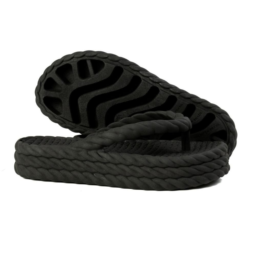 Chinelo Preto Nuvem Feminino Plataforma Trançado Corda De Dedo Moda Casual Premium Preto 4
