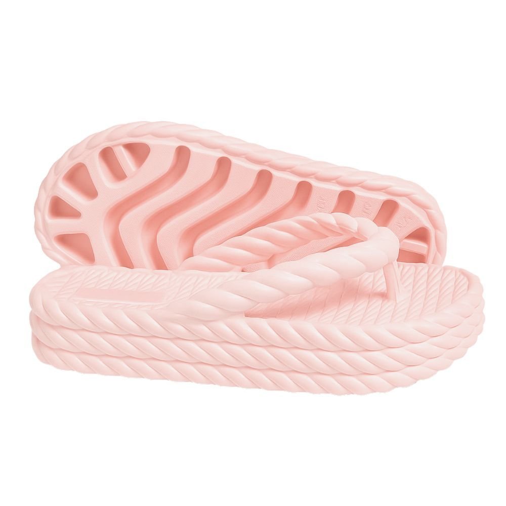 Chinelo Casual Premium Design Corda De Dedo Rosa Moda Praia Confortável Macio Plataforma Modelo Nuvem Rosa 3