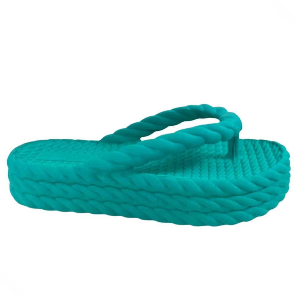 Chinelo Feminino Nuvem Plataforma Trançado Corda De Dedo Moda Casual Premium Verde Claro Verde 2