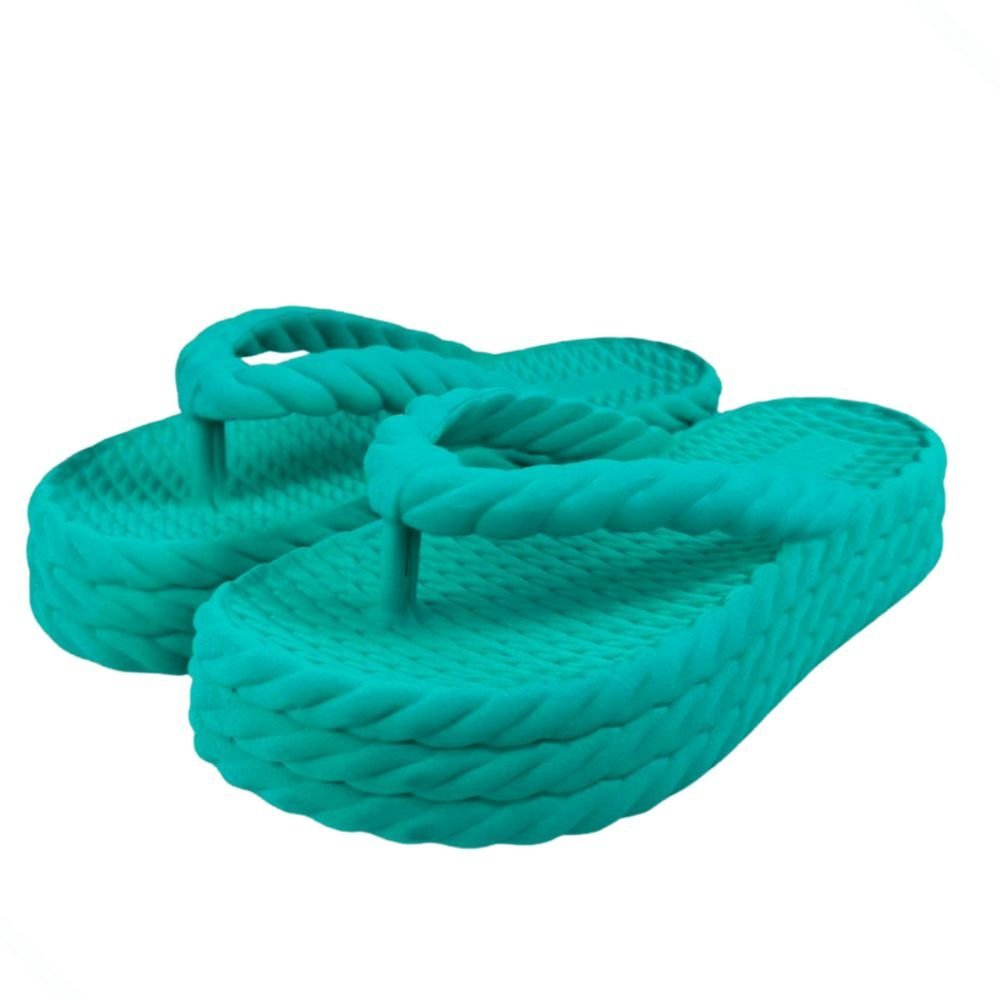 Chinelo Feminino Nuvem Plataforma Trançado Corda De Dedo Moda Casual Premium Verde Claro Verde 3