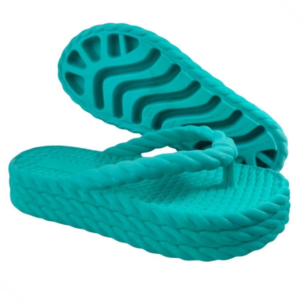 Chinelo Feminino Nuvem Plataforma Trançado Corda De Dedo Moda Casual Premium Verde Claro Verde 5