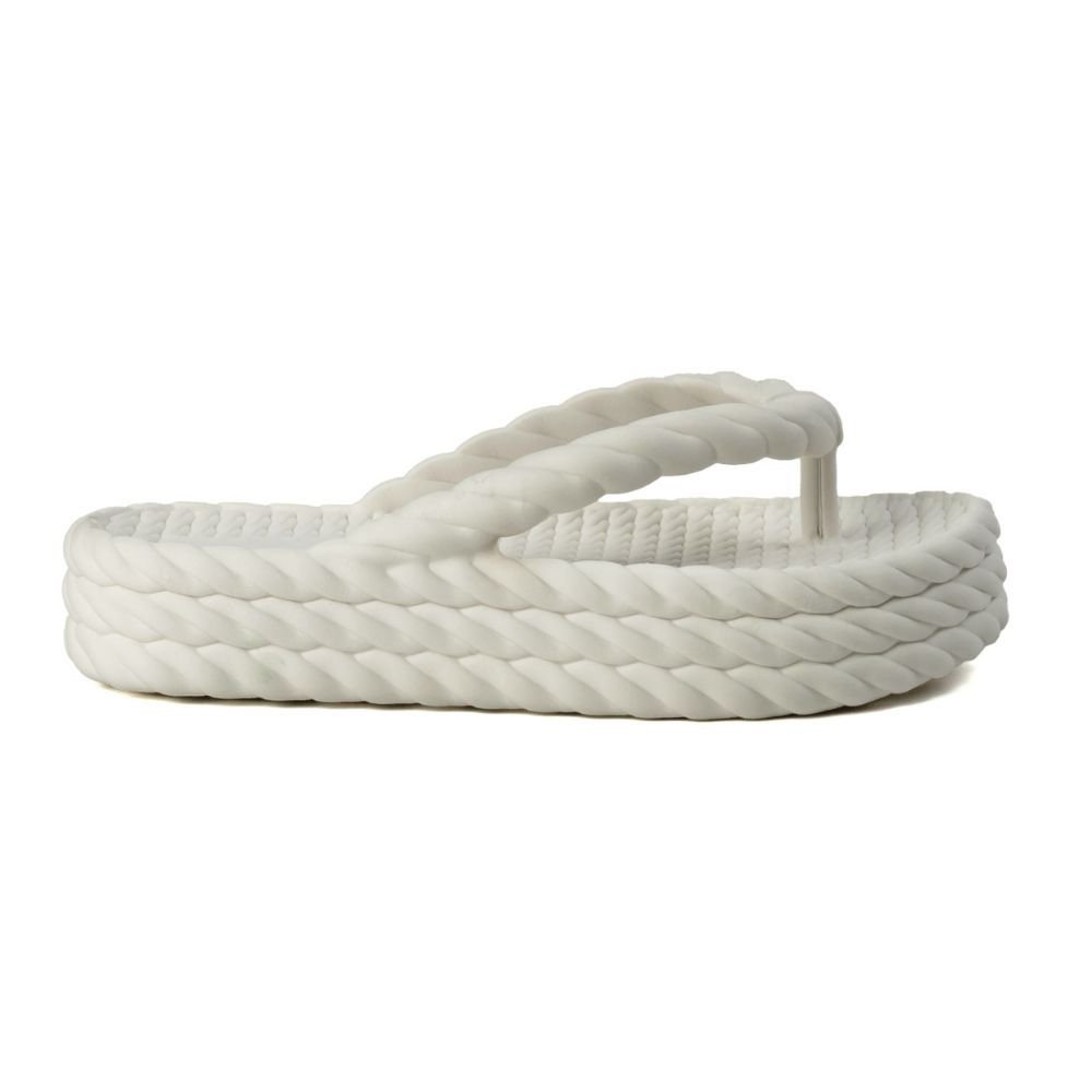 Chinelo Nuvem Plataforma Trançada De Dedo Branca Moda Casual Premium Confortável Praia Branco 3