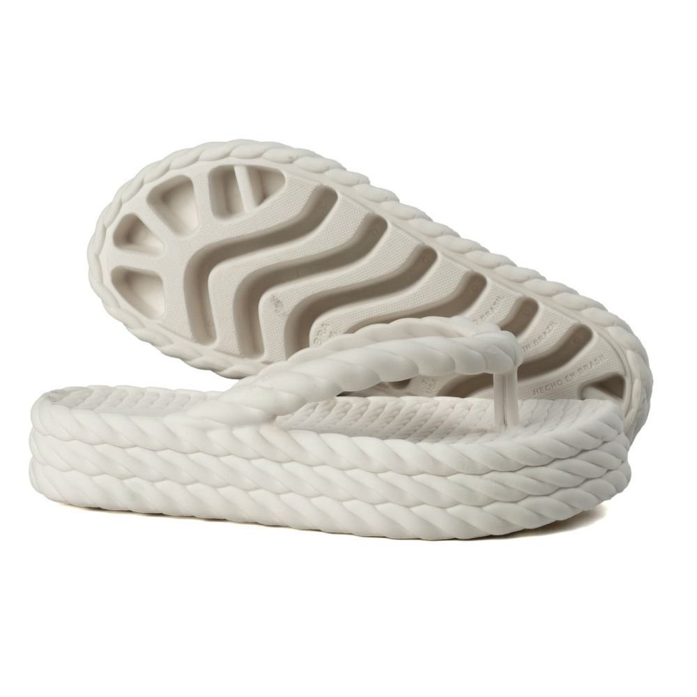 Chinelo Nuvem Plataforma Trançada De Dedo Branca Moda Casual Premium Confortável Praia Branco 4