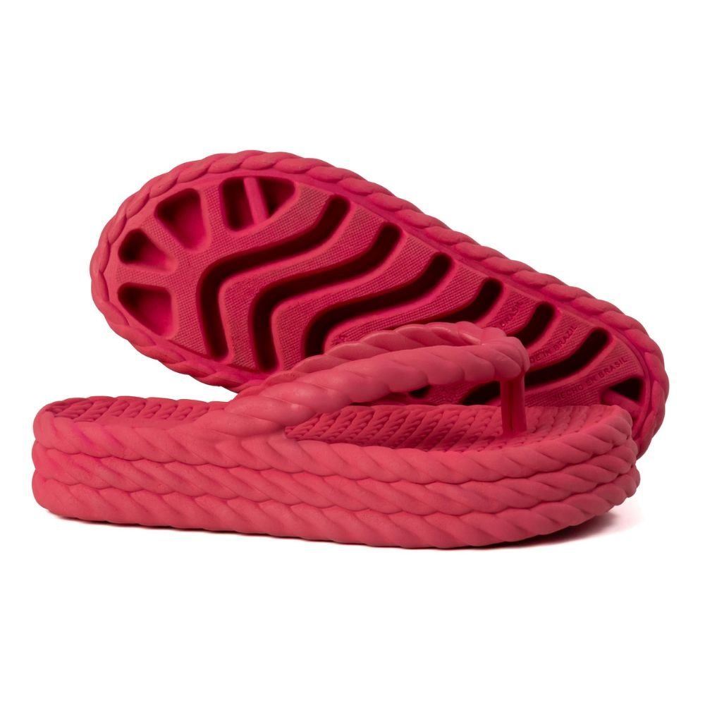 Chinelo Nuvem Plataforma Trançado Minimalista De Dedo Pink Feminino Macio Confortável Sola 4cm Rosa 4