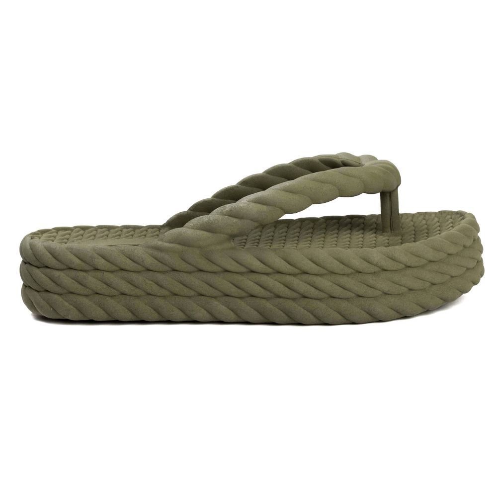 Chinelo Nuvem Feminino Plataforma Trançado Corda De Dedo Moda Casual Premium Verde Militar Verde 3