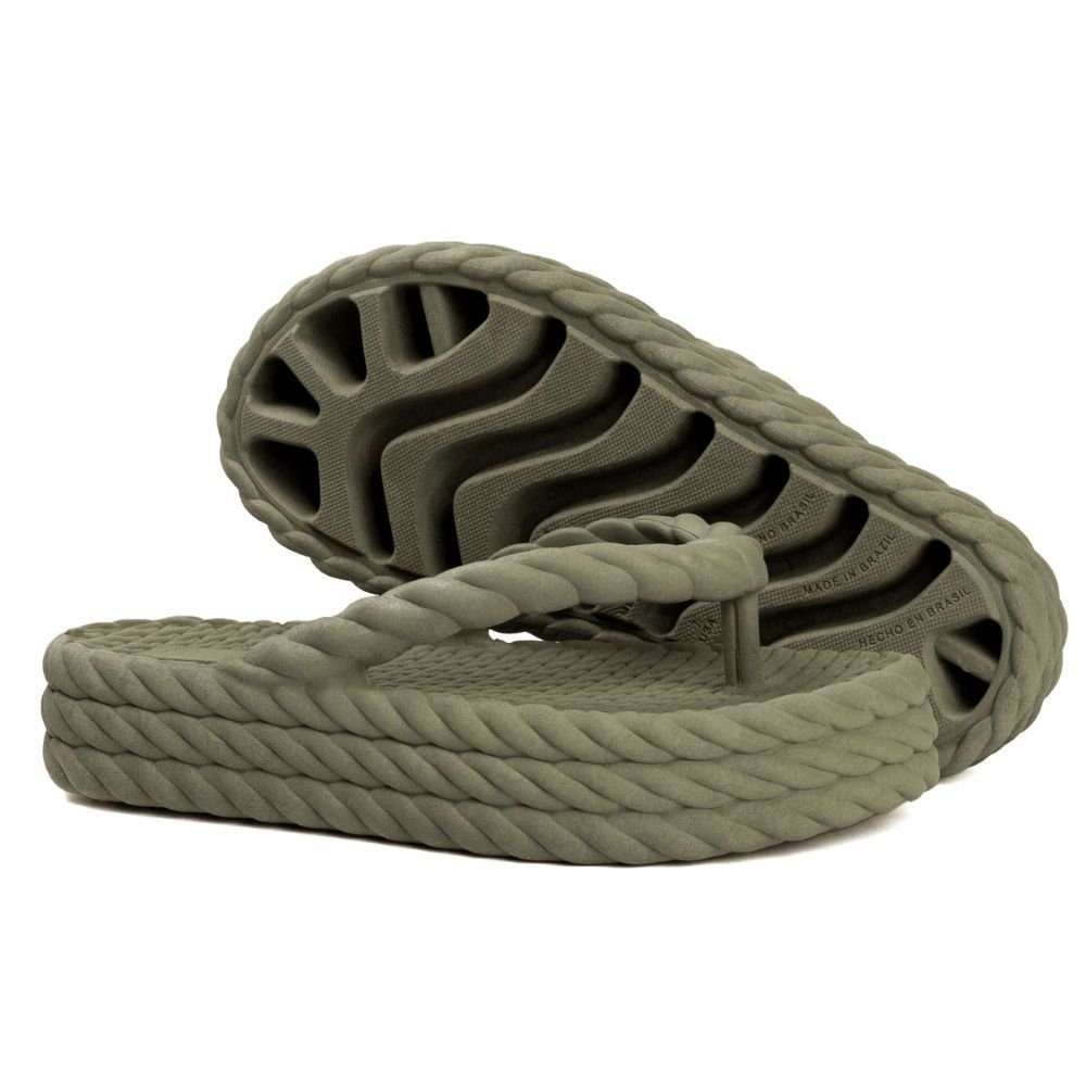 Chinelo Nuvem Feminino Plataforma Trançado Corda De Dedo Moda Casual Premium Verde Militar Verde 4