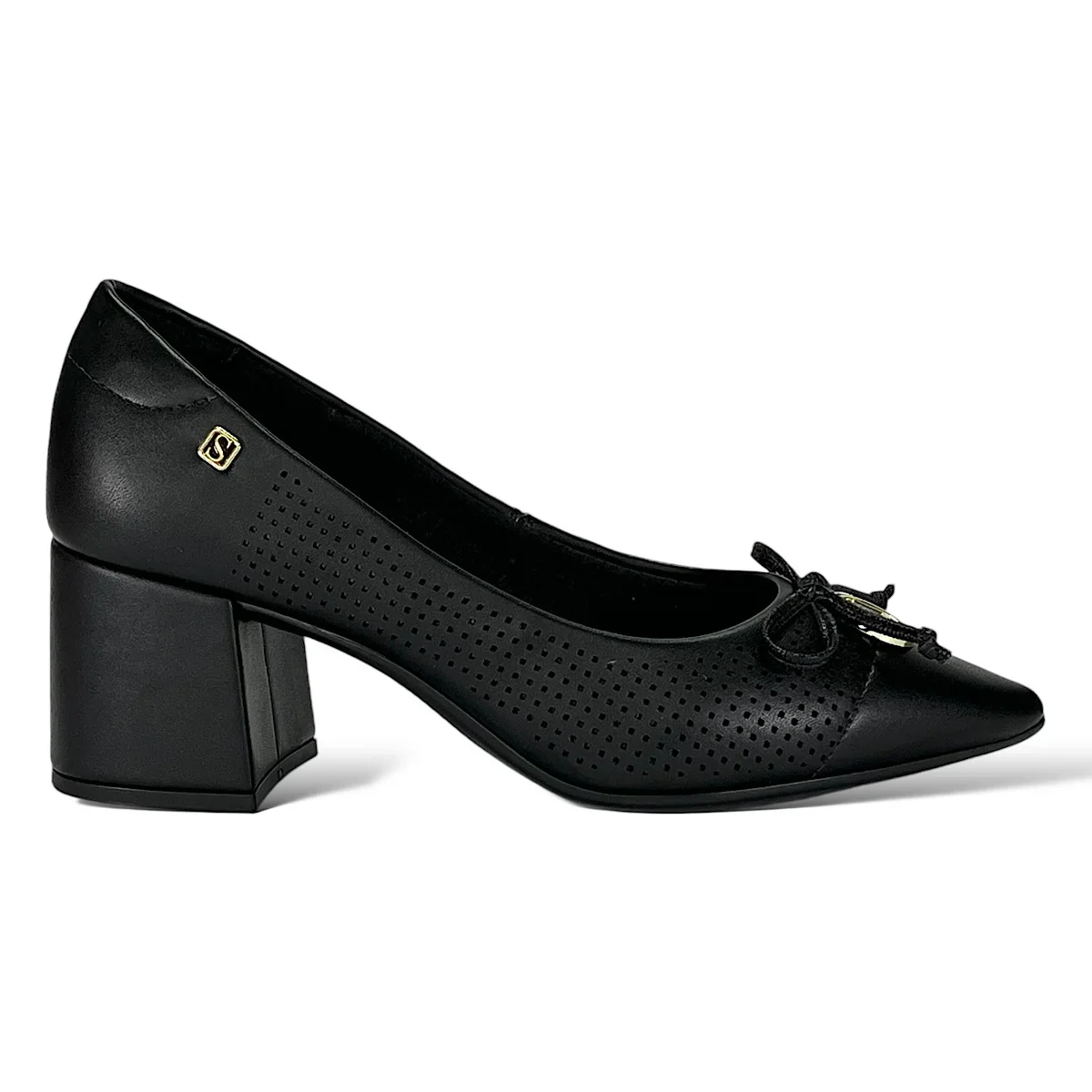 Sapato Santinelli Scarpin Salto Médio 1534-026 Preto Preto 2