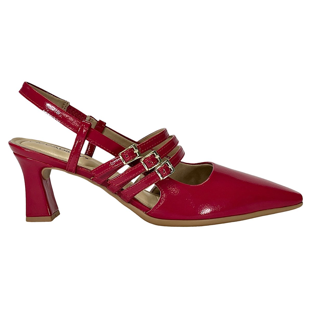 Sapato Piccadilly Slingback Irene Salto Alto 764008 Hibisco Vermelho