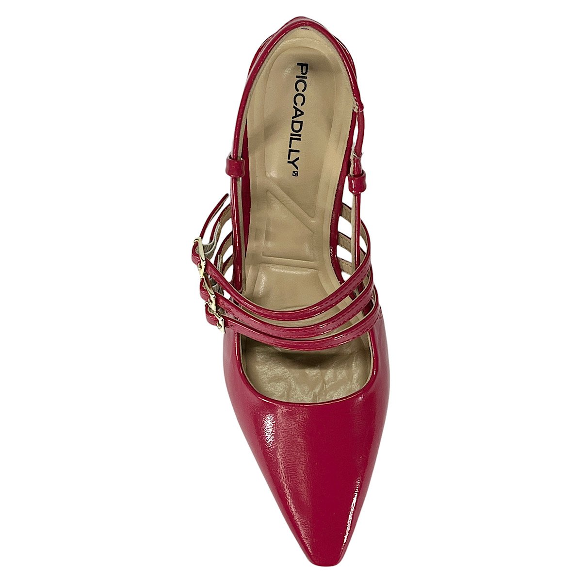 Sapato Piccadilly Slingback Irene Salto Alto 764008 Hibisco Vermelho
