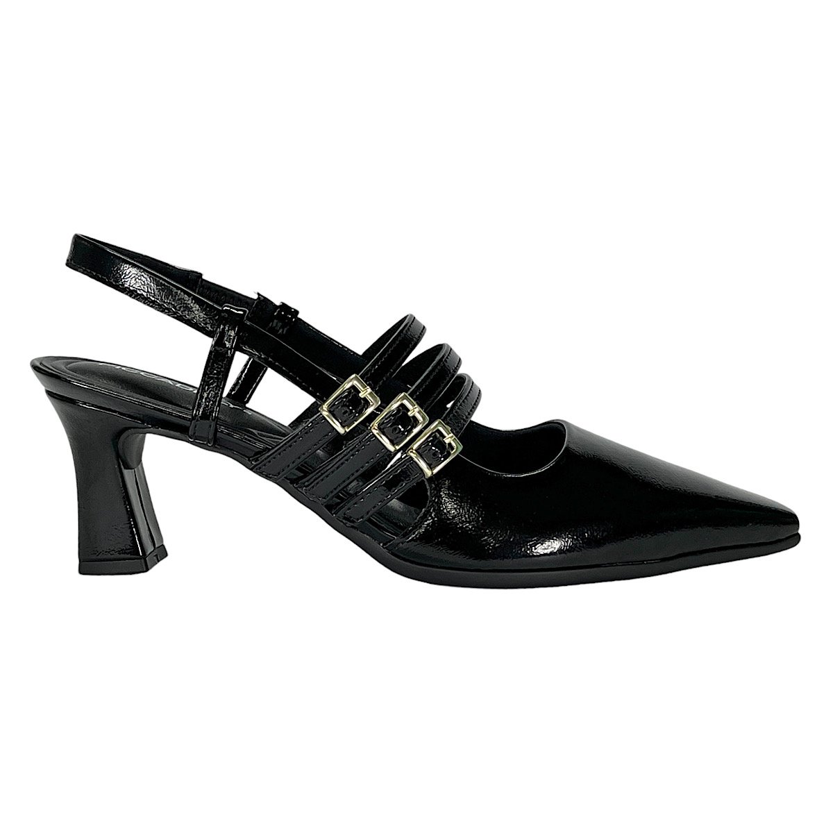 Sapato Piccadilly Slingback Irene Salto Alto 764008 Preto Preto 2