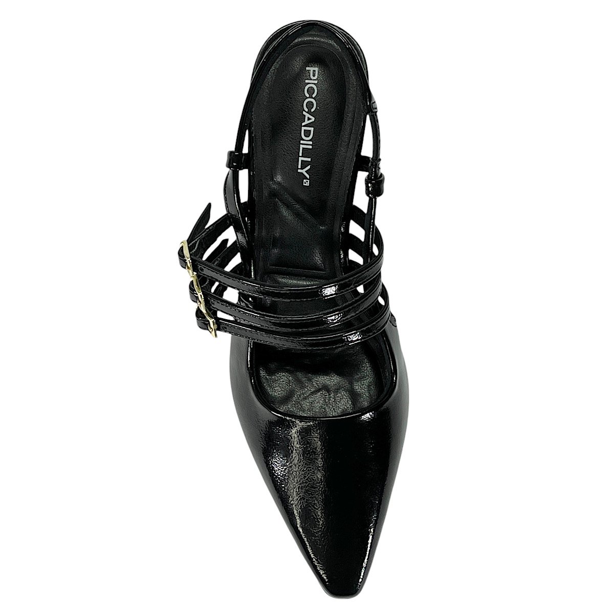 Sapato Piccadilly Slingback Irene Salto Alto 764008 Preto Preto 4