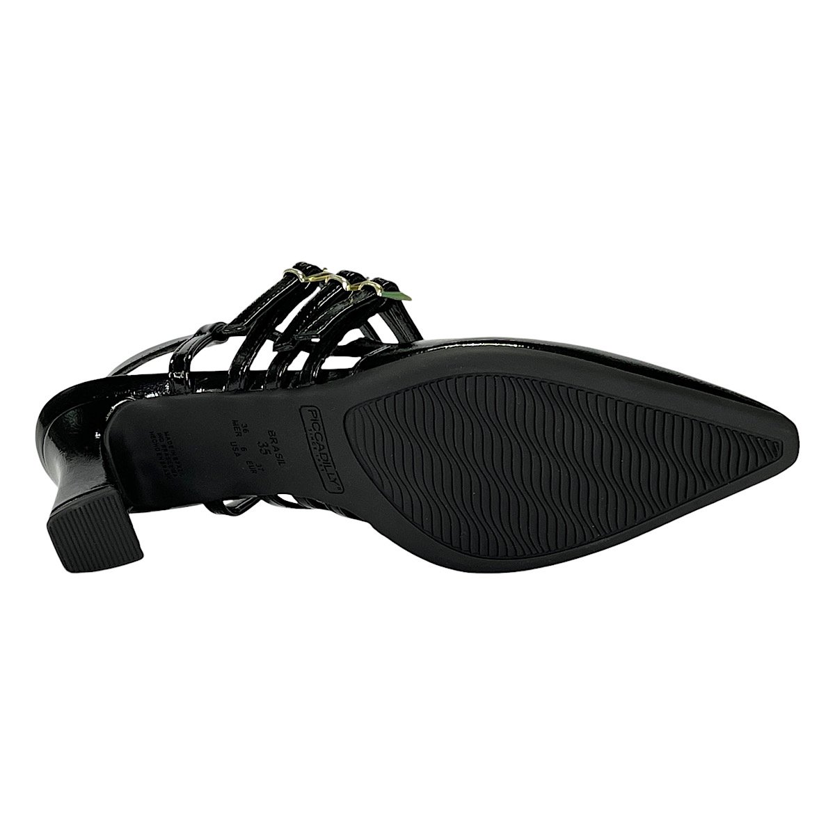 Sapato Piccadilly Slingback Irene Salto Alto 764008 Preto Preto 6