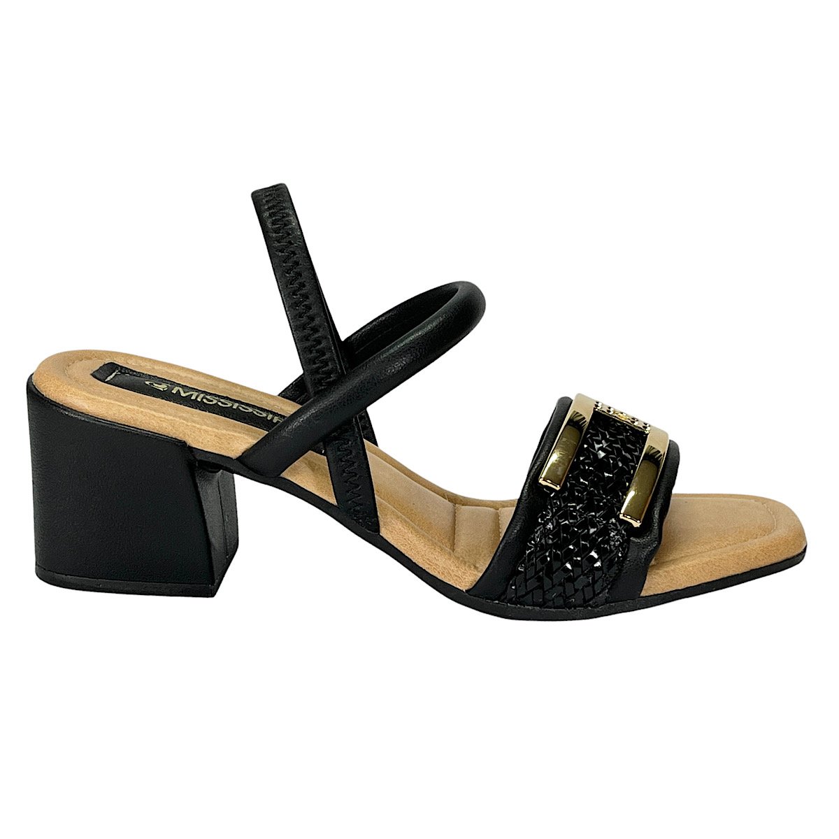 Sandália Mississipi Salto Bloco MB832 Preto Preto 2