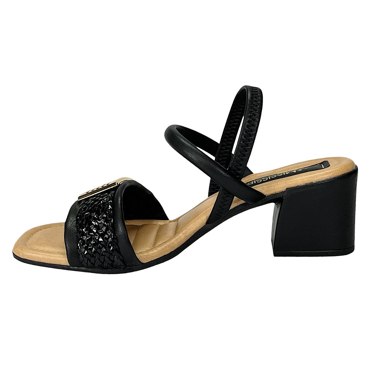 Sandália Mississipi Salto Bloco MB832 Preto Preto 3