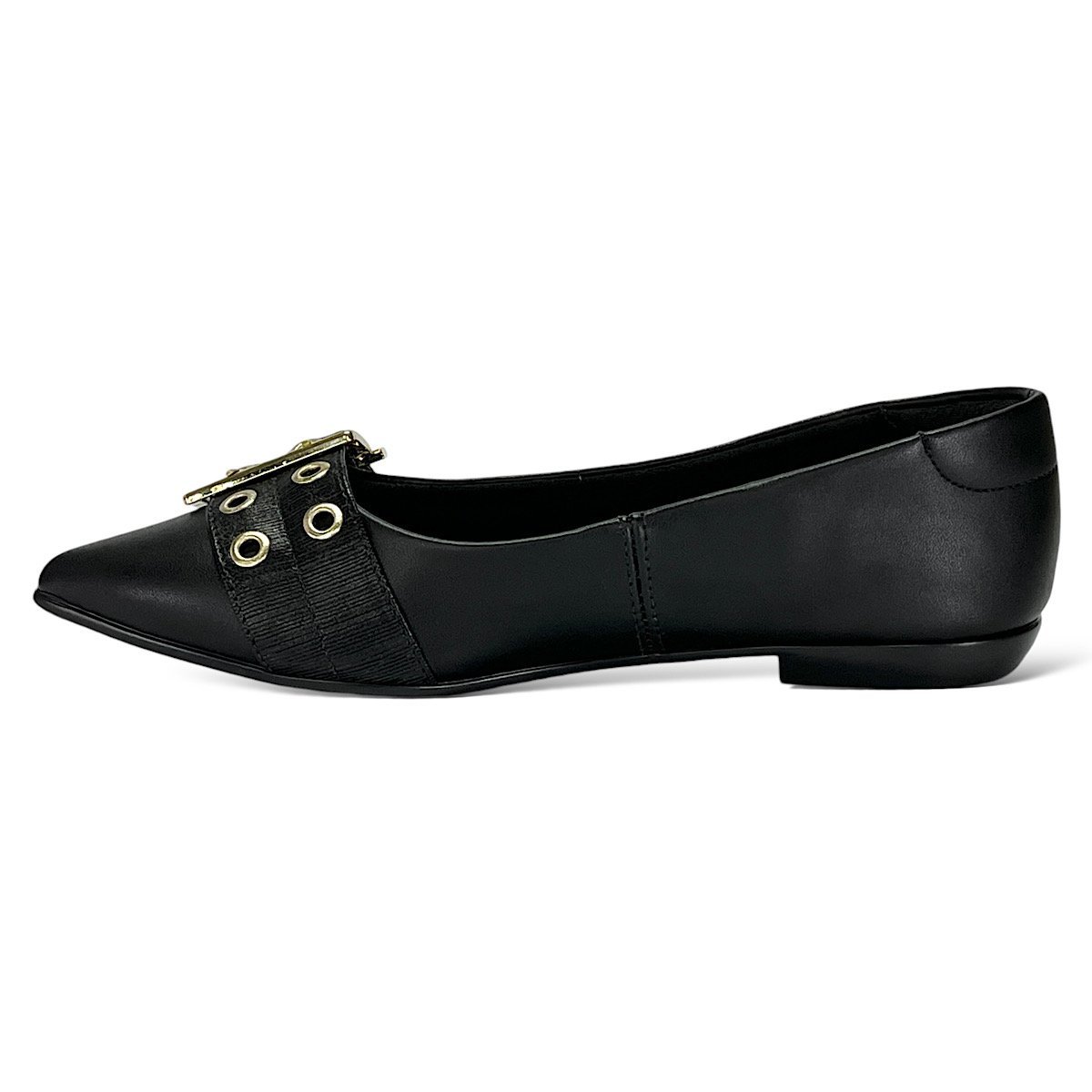 Sapatilha Santinelli Bico Fino Fivela 1266-758 Preto Preto 3
