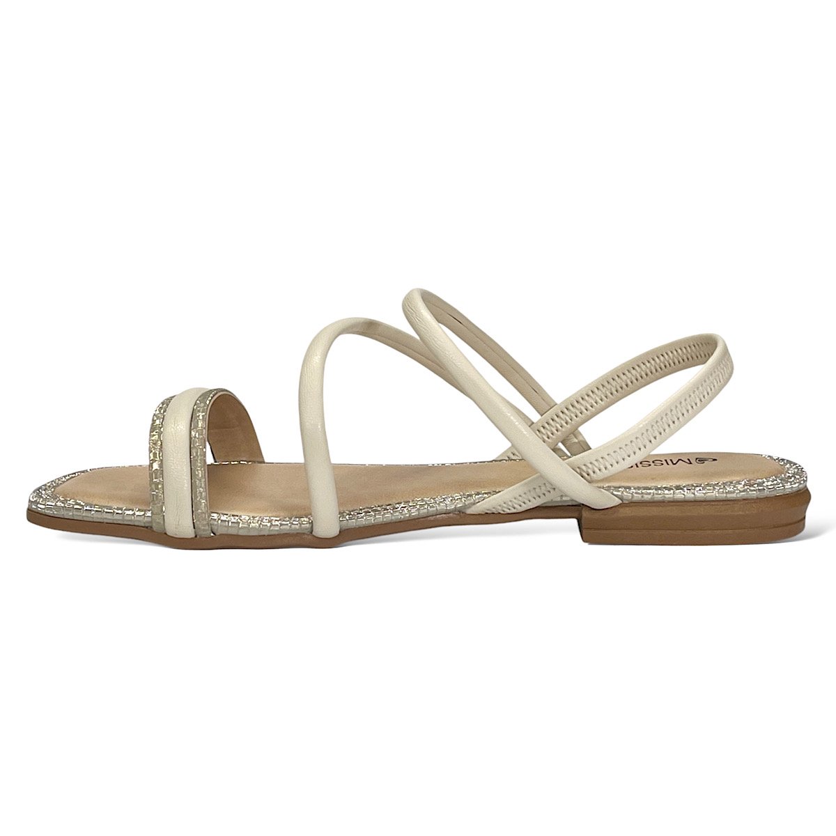 Sandália Mississipi Rasteira MB043 Gelo/Ouro Ligth Branco 3