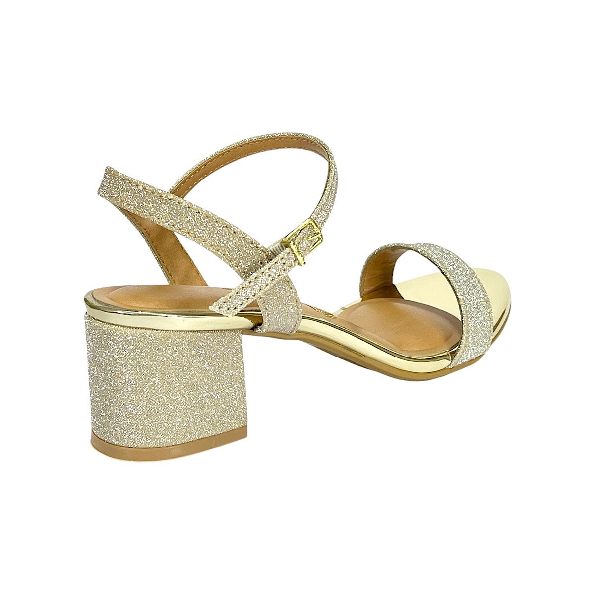Sandália Vizzano Salto Bloco Glitter Dourado Dourado Renner