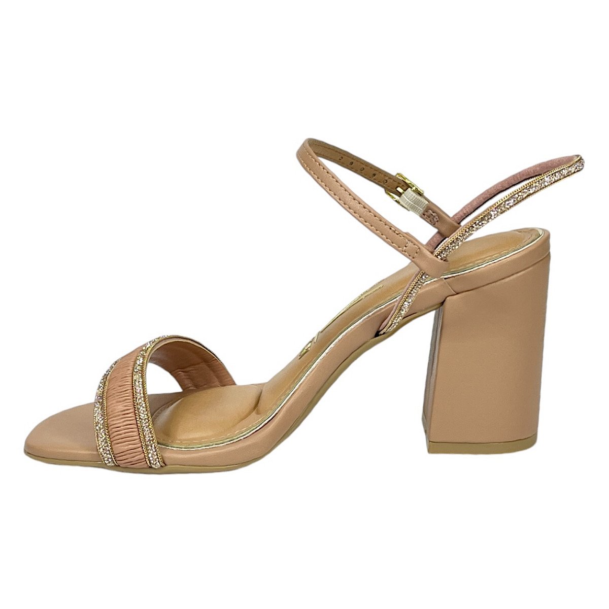 Sandália Vizzano Strass Salto Bloco 6409.218 Nude Bege 3