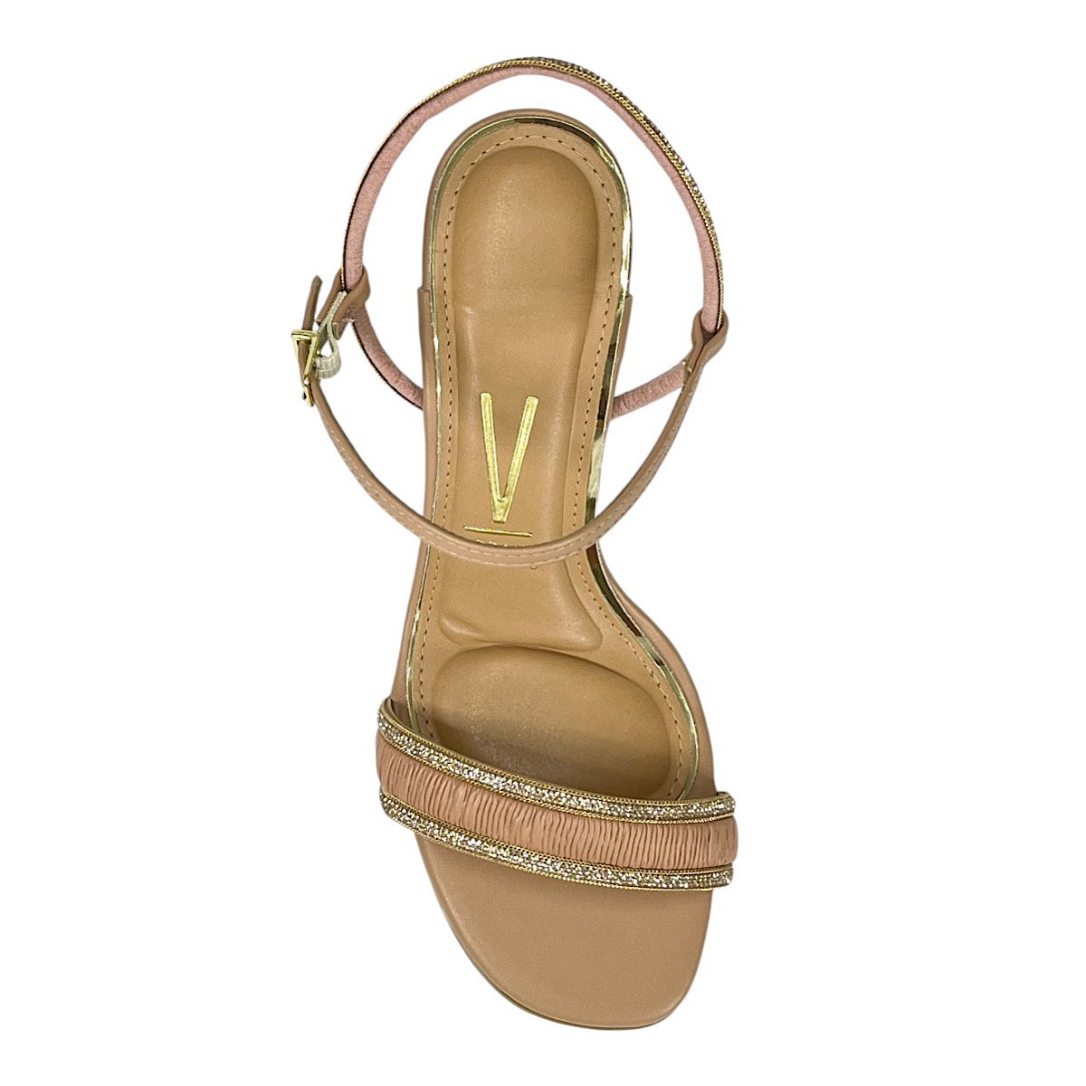 Sandália Vizzano Strass Salto Bloco 6409.218 Nude Bege 4