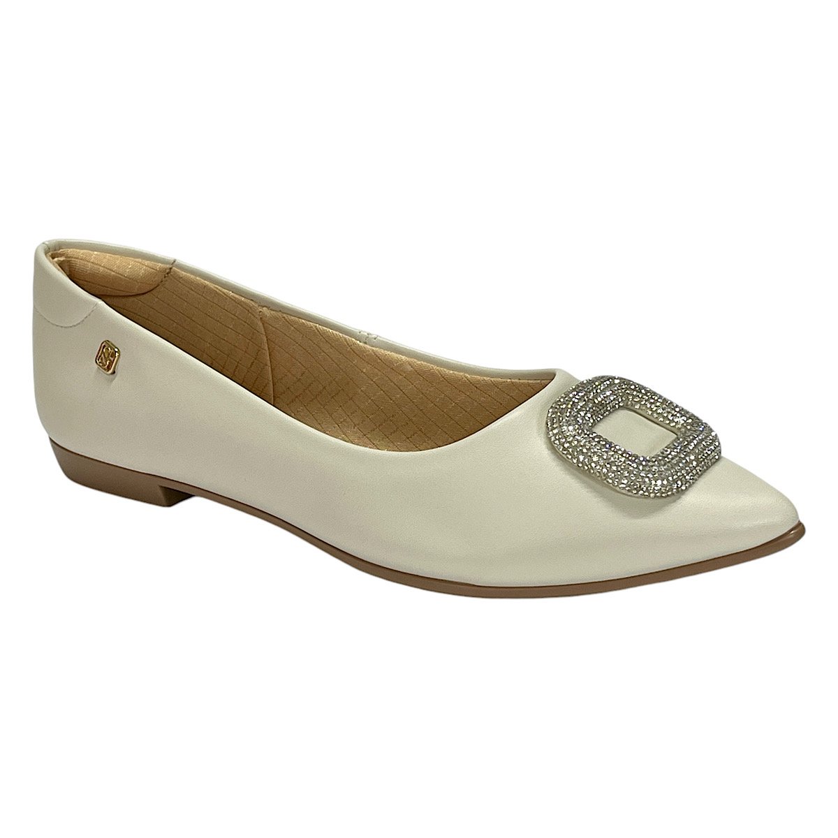 Sapatilha Santinelli Stass Bico Fino 1266-701 Off White Branco 1