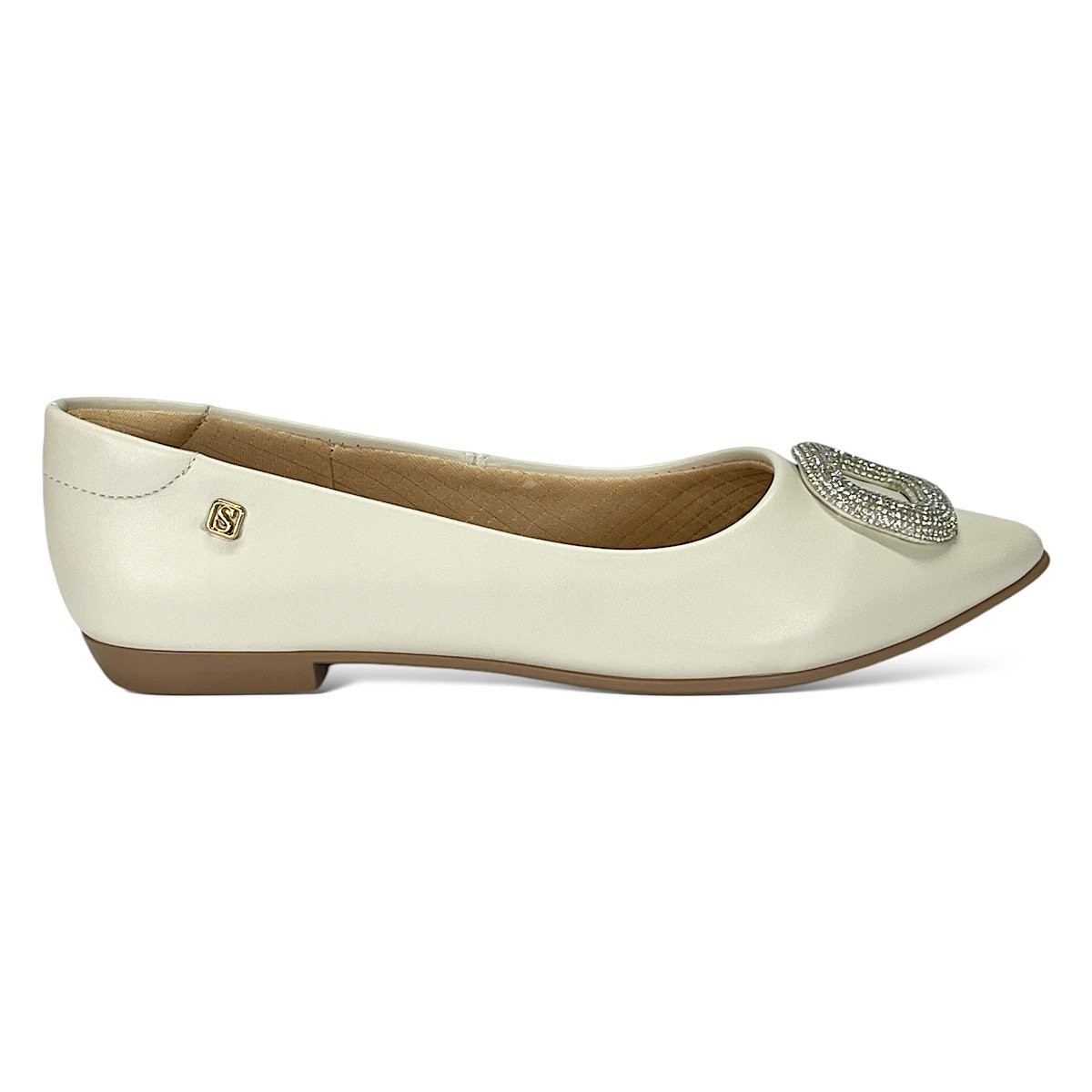 Sapatilha Santinelli Stass Bico Fino 1266-701 Off White Branco 2