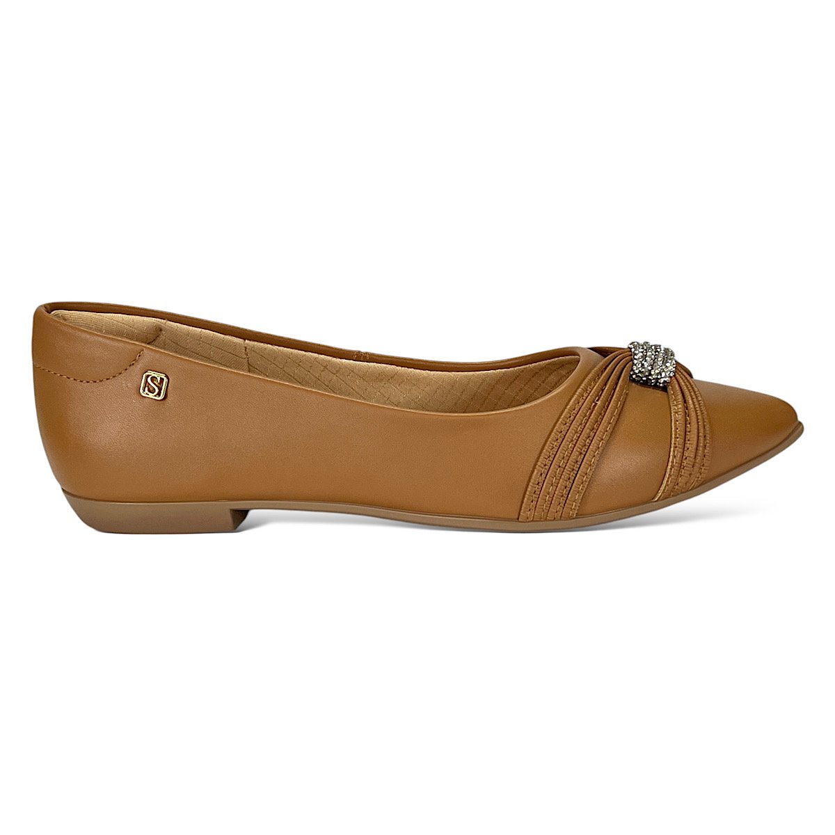 Sapatilha Santinelli Strass Bico Fino 1266-736 âmbar Marrom 2