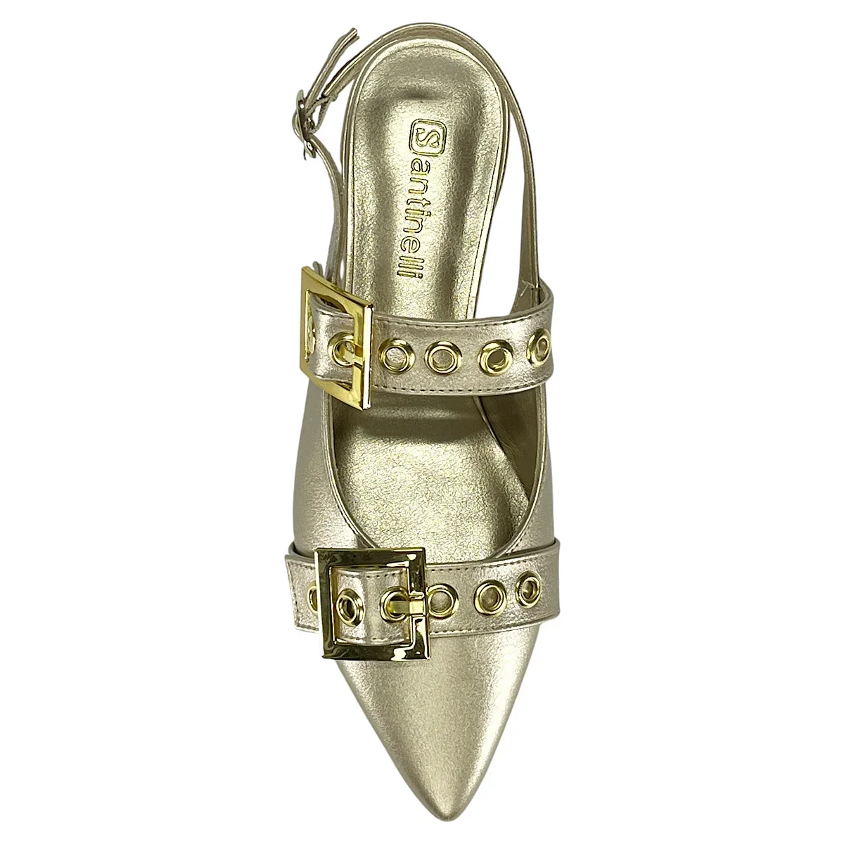 Sapatilha Santinelli Slingback 1558-011 Champagne Dourado 4