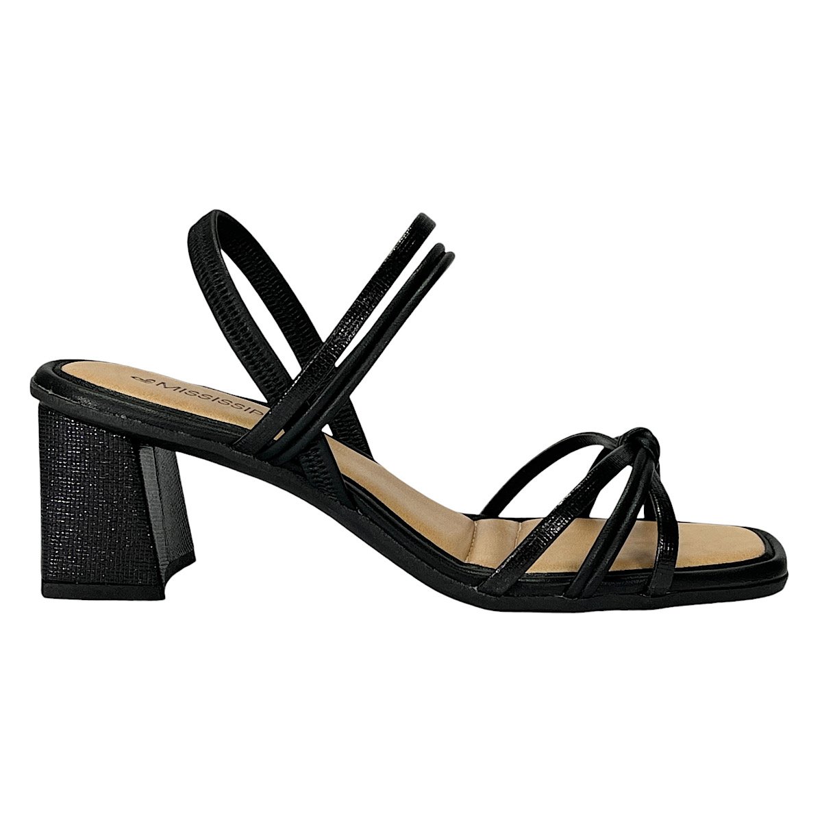 Sandália Mississipi Salto Alto Bloco MB471 Preto Preto 2