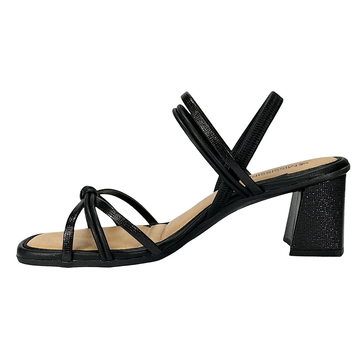 Sandália Mississipi Salto Alto Bloco MB471 Preto Preto 3