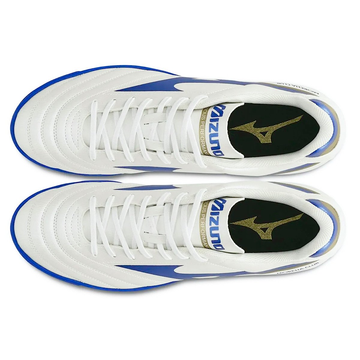 Chuteira Mizuno Society Morelia Club AS 107681681 Branco/Azul/Dourado Branco/Azul 3