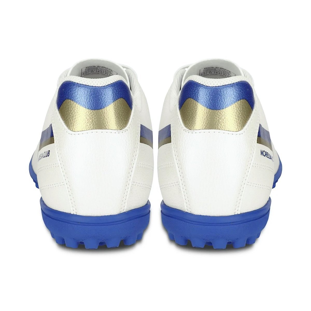 Chuteira Mizuno Society Morelia Club AS 107681681 Branco/Azul/Dourado Branco/Azul 4