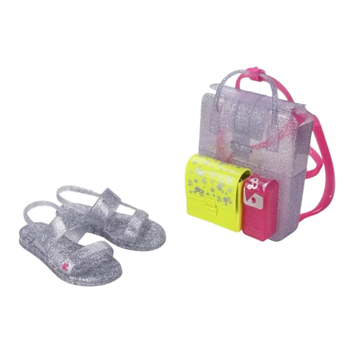 Sandália Barbie Color Mochila 23067 Transparente Glitter Prata 1