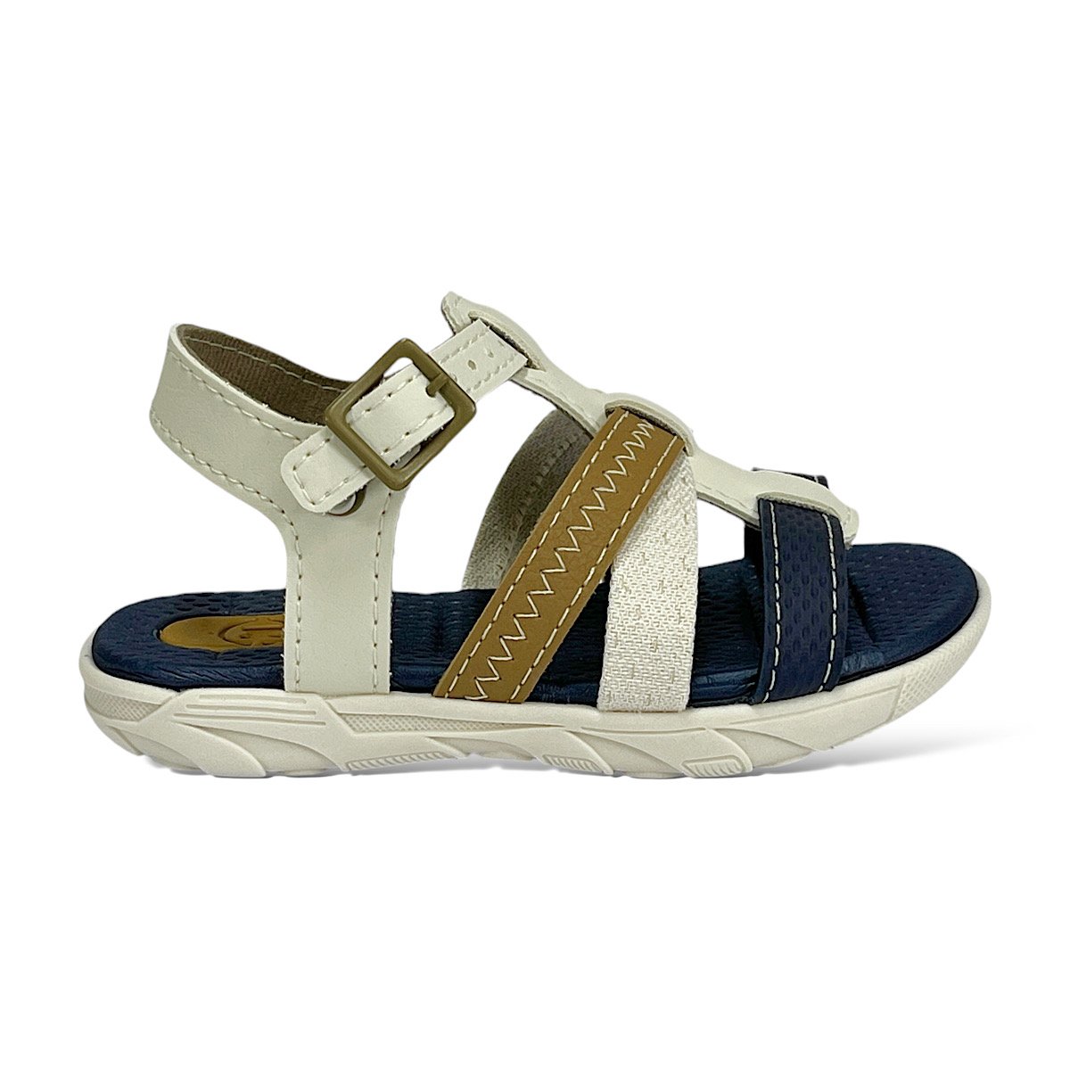 Sandália Molekinho Infantil 2135.659 Off White/Marinho Branco/Azul 2