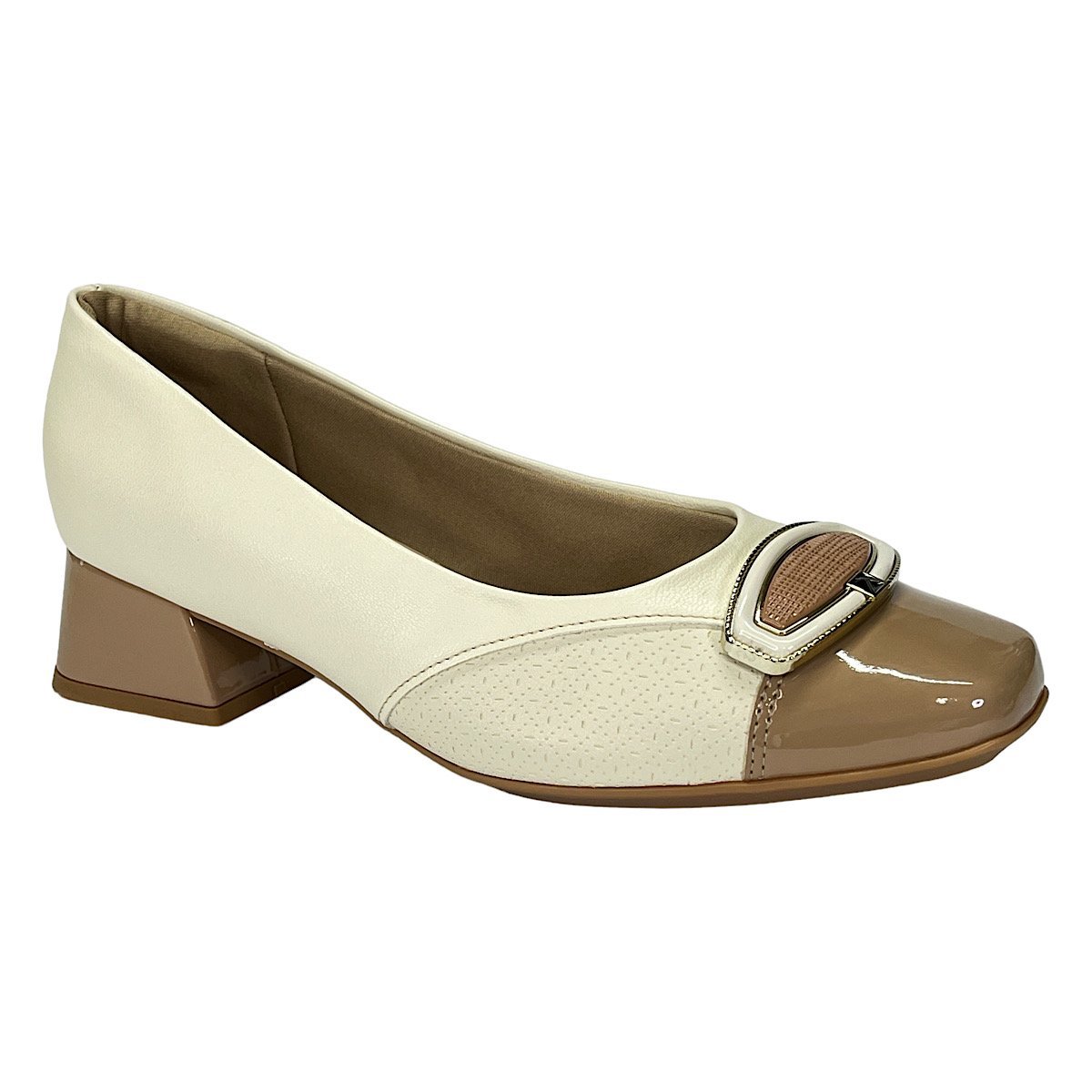 Sapato Piccadilly Scarpin Tati 160085 Off White/Amêndoa Branco 1