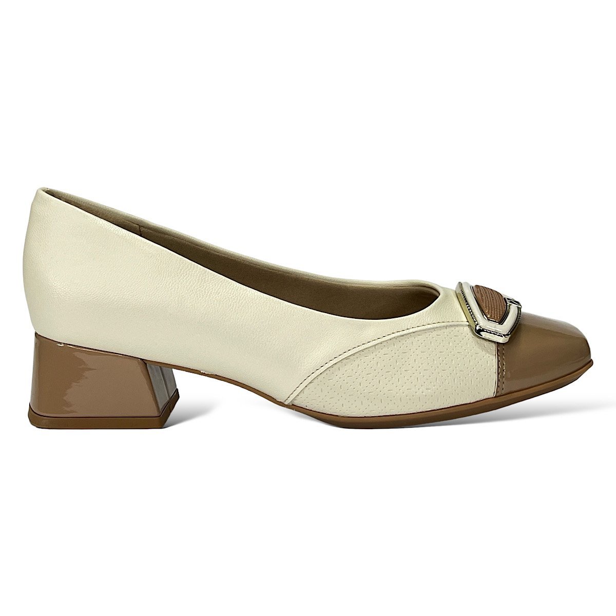 Sapato Piccadilly Scarpin Tati 160085 Off White/Amêndoa Branco 2