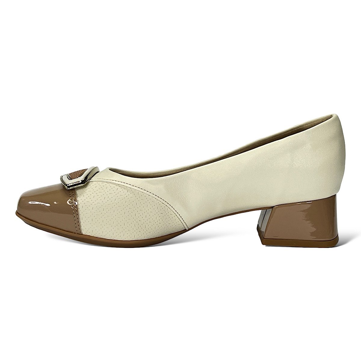 Sapato Piccadilly Scarpin Tati 160085 Off White/Amêndoa Branco 3