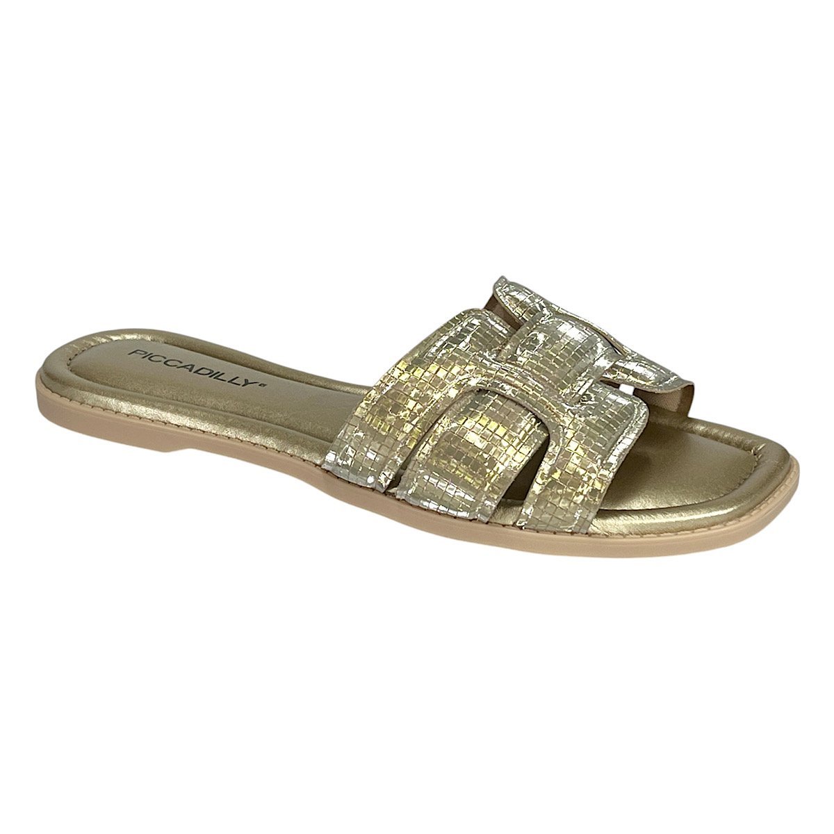 Tamanco Piccadilly Slide Rasteira 508054 Ouro Dourado 1