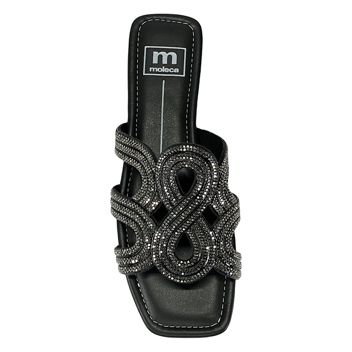 Tamanco Moleca Rasteirinha Strass 5462.133 Preto Preto 4