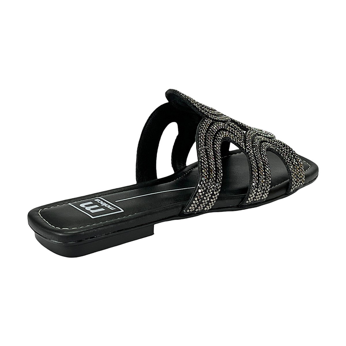 Tamanco Moleca Rasteirinha Strass 5462.133 Preto Preto 5