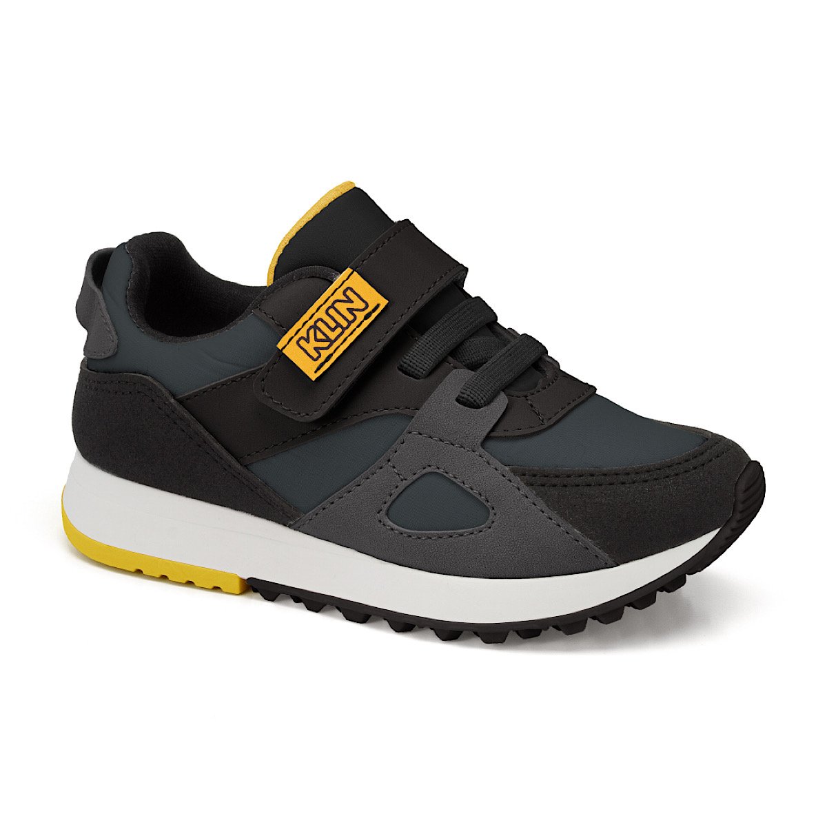Tênis Klin Walk Mini 216123 Grafite/Preto/Amarelo Cinza/Preto 1