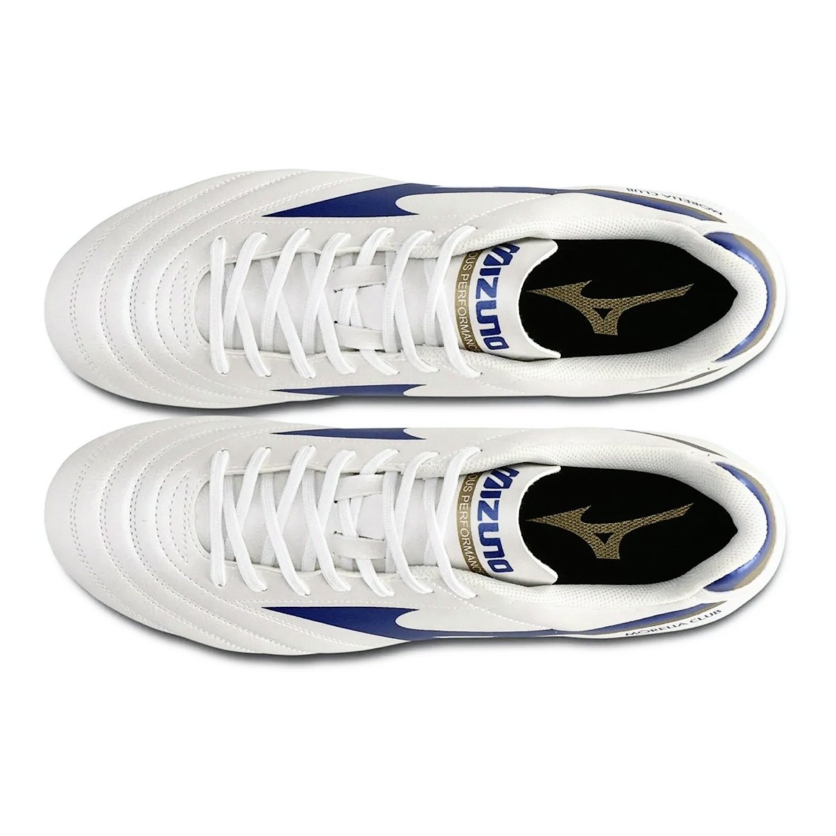 Chuteira Mizuno Campo Morelia Club MD 107680680 Branco/Azul/Dourado Branco/Azul 3